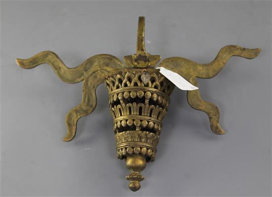 A Sino-Tibetan bronze model of the Buddhist emblem of a parasol, width 34.5cm
